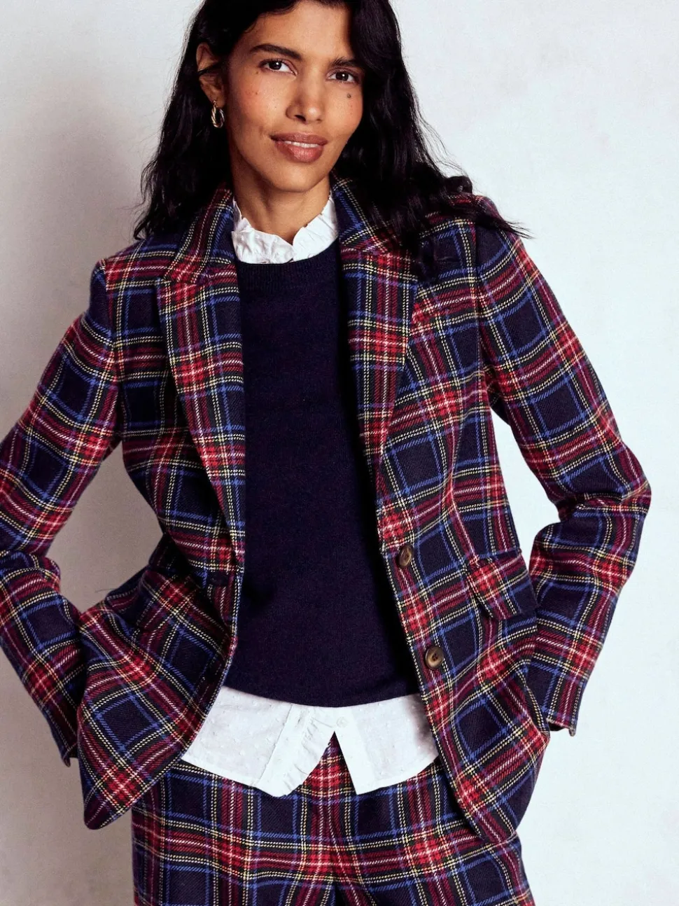 Boden Stamford Wool-Blend Check Blazer