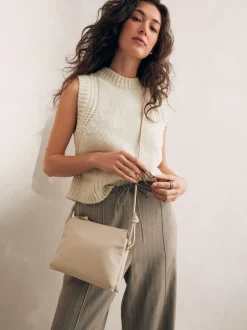 Bone crème - Leren crossbodytas