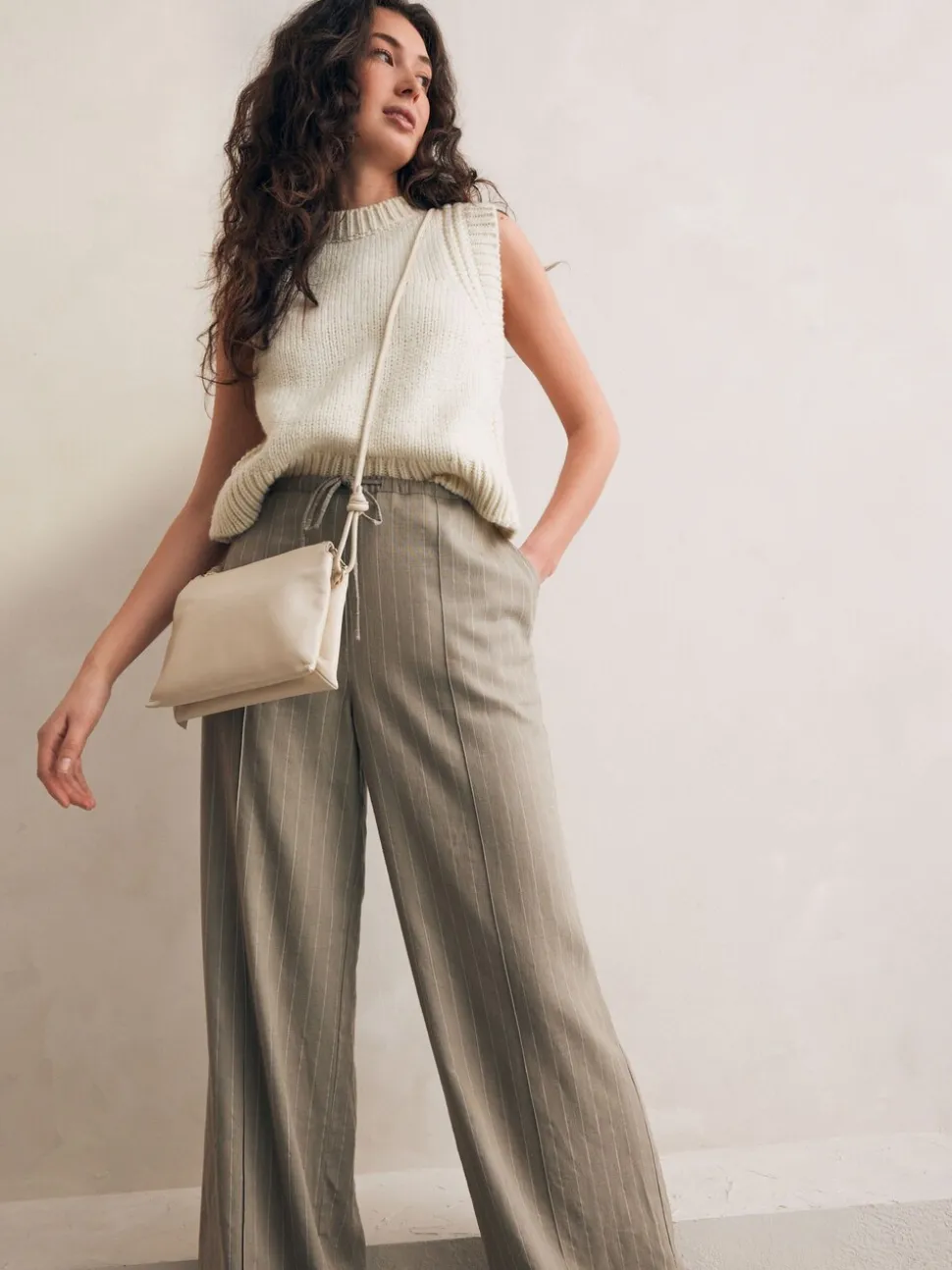 Bone crème - Leren crossbodytas
