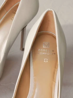 Bone wit - Leren spitse pumps