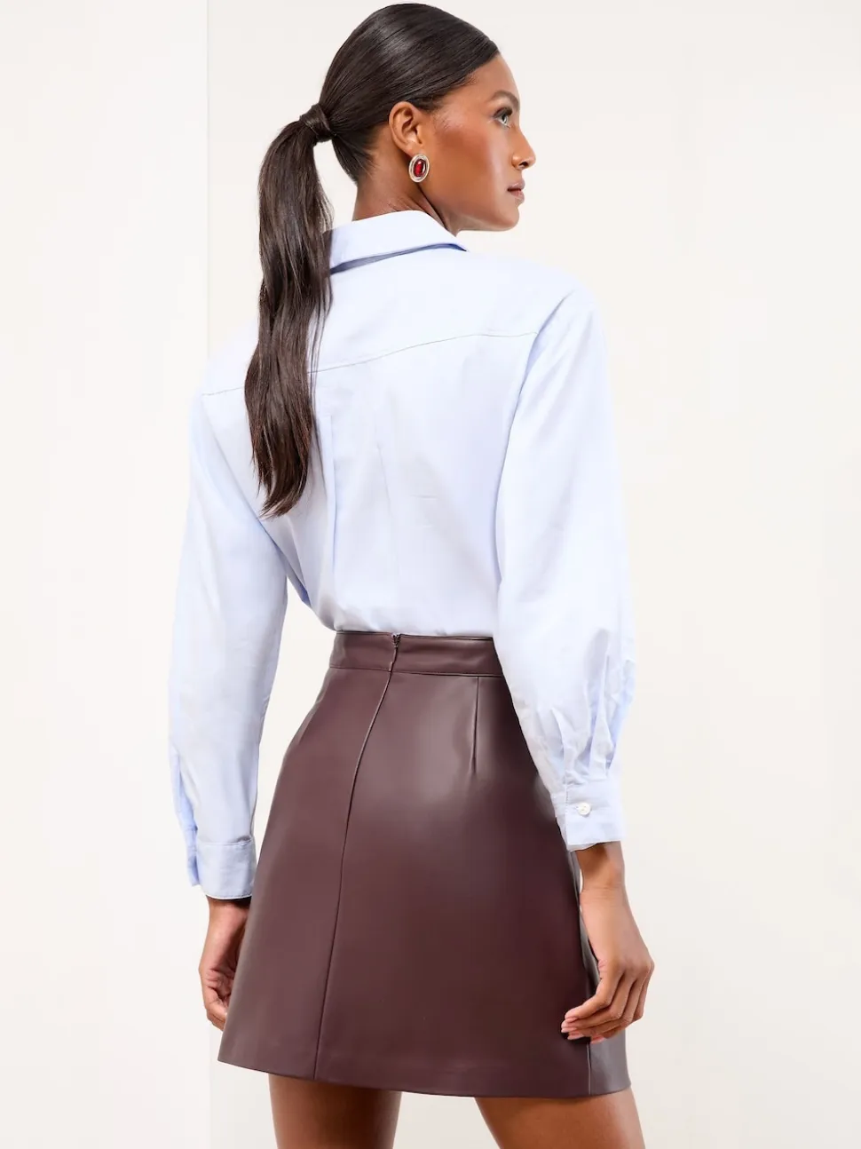 Bordeaux Rood imitatieleer - Lipsy - Minirok