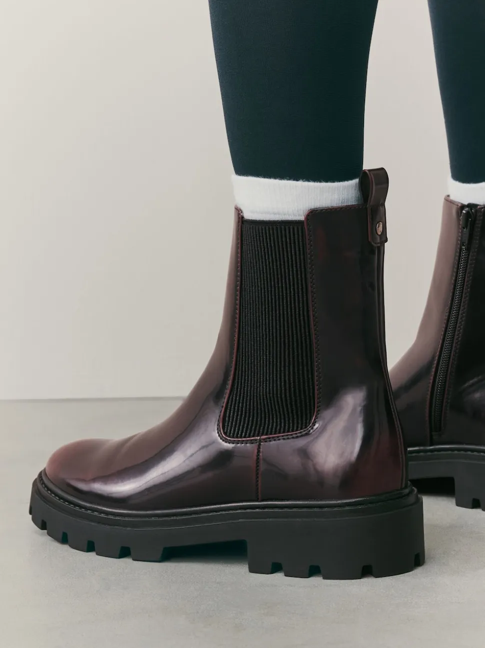 Bordeauxrode lak - Forever Comfort® Chelsea-enkellaarzen met profielzool