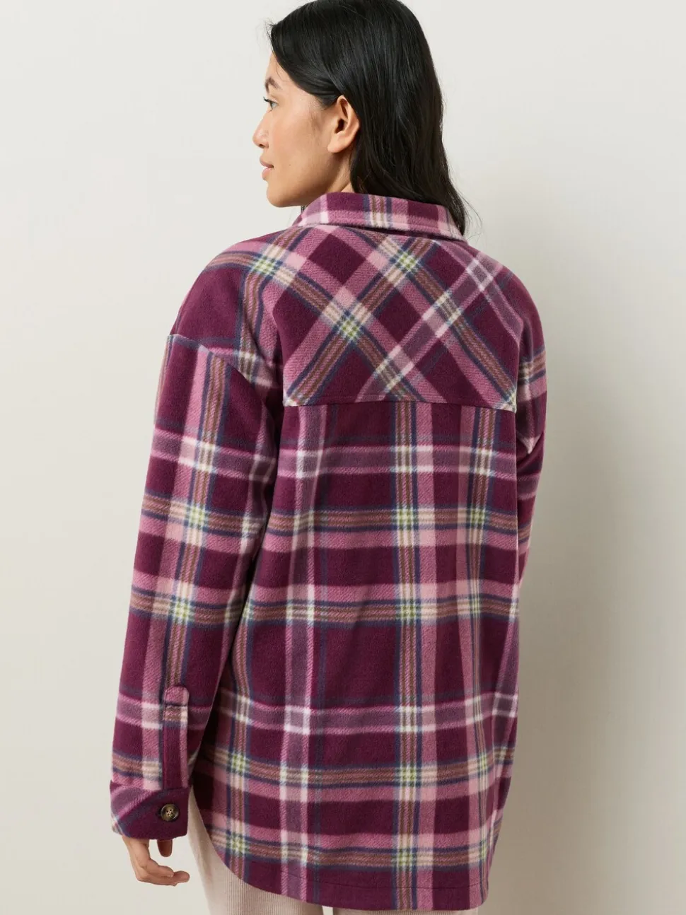 Bordeauxrode ruit - Polar Fleece Shacket