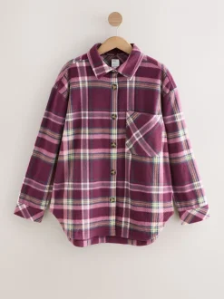 Bordeauxrode ruit - Polar Fleece Shacket
