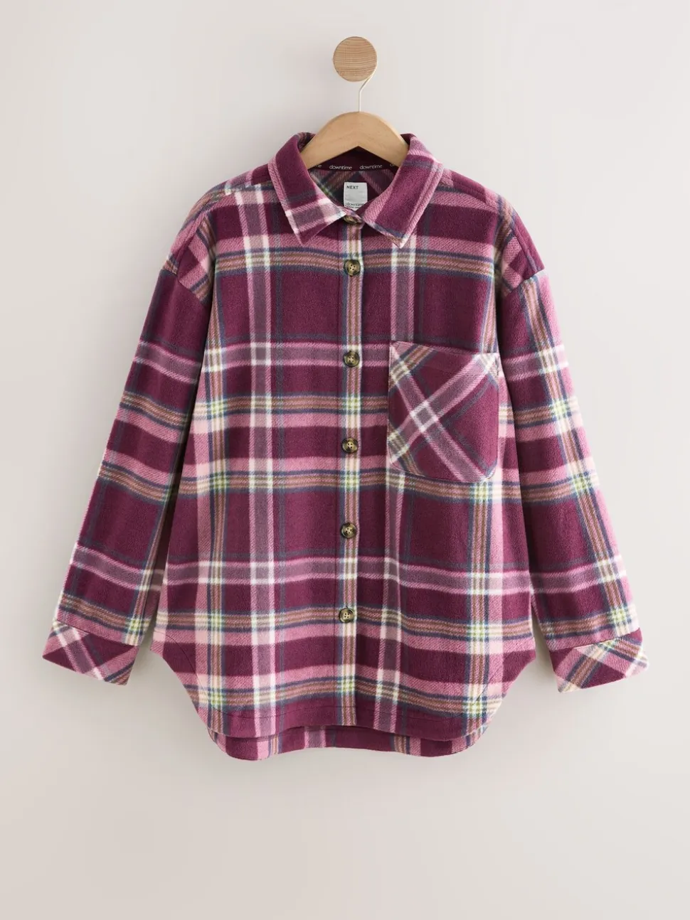 Bordeauxrode ruit - Polar Fleece Shacket