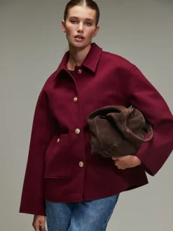Bordeauxrood - Brushed Collared Jacket