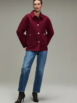 Bordeauxrood - Brushed Collared Jacket