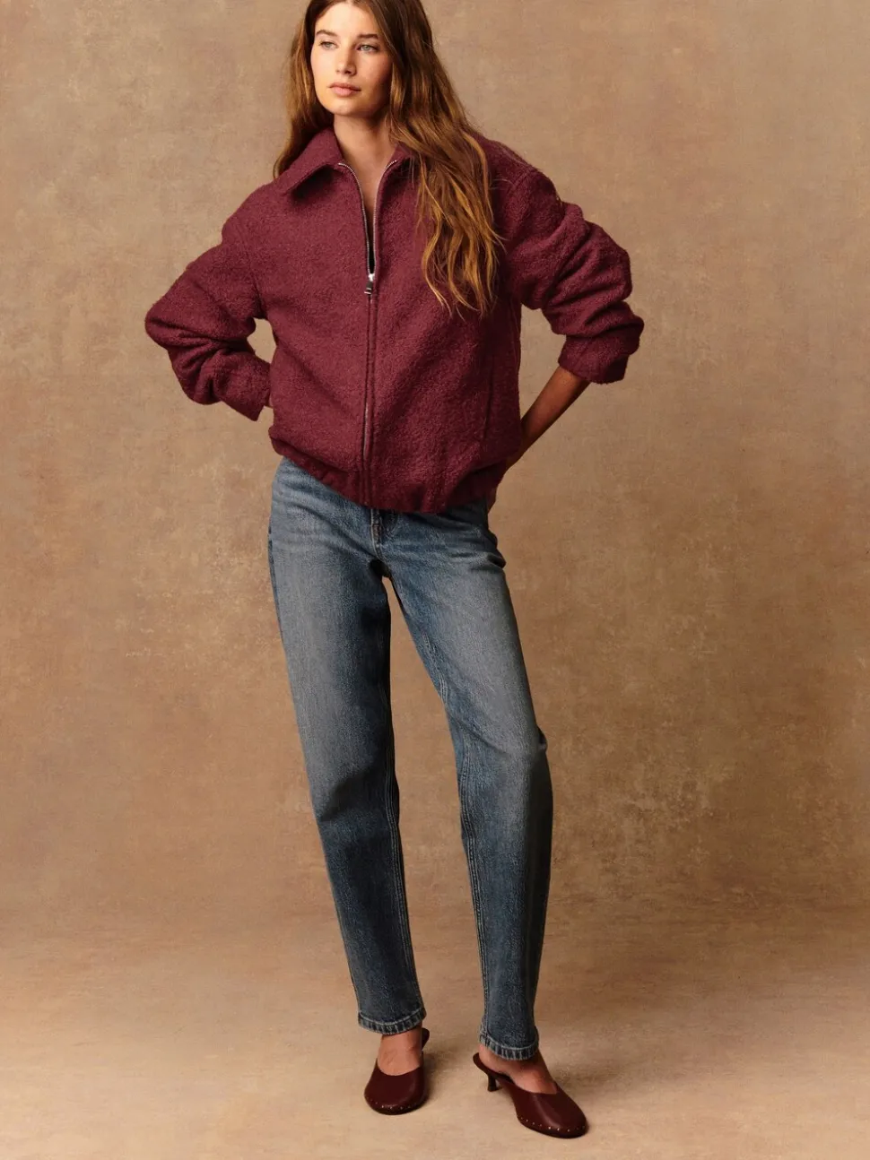 Bordeauxrood - Coatigan Bomber Jacket