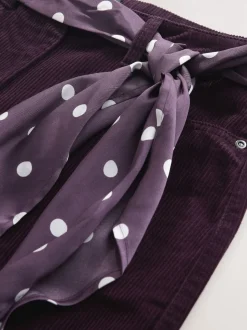 Bordeauxrood - Cord Wide Leg Trousers With Scarf