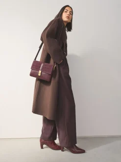 Bordeauxrood - Crossbodytas met imitatie krokodillenleer
