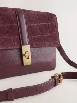 Bordeauxrood - Crossbodytas met imitatie krokodillenleer