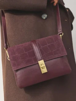 Bordeauxrood - Crossbodytas met imitatie krokodillenleer