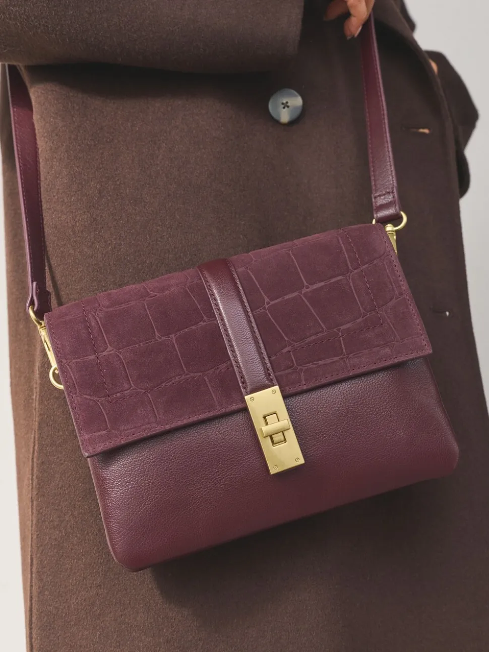 Bordeauxrood - Crossbodytas met imitatie krokodillenleer