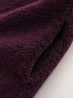 Bordeauxrood - Faux Fur Collarless Coat