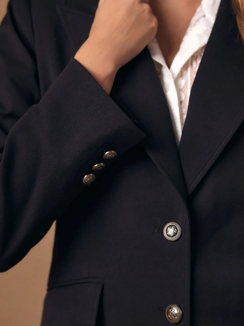 Bordeauxrood - Fitted Single Breasted Blazer