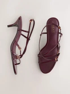 Bordeauxrood - Forever Comfort® Multi Buckle Strappy Kitten Heels