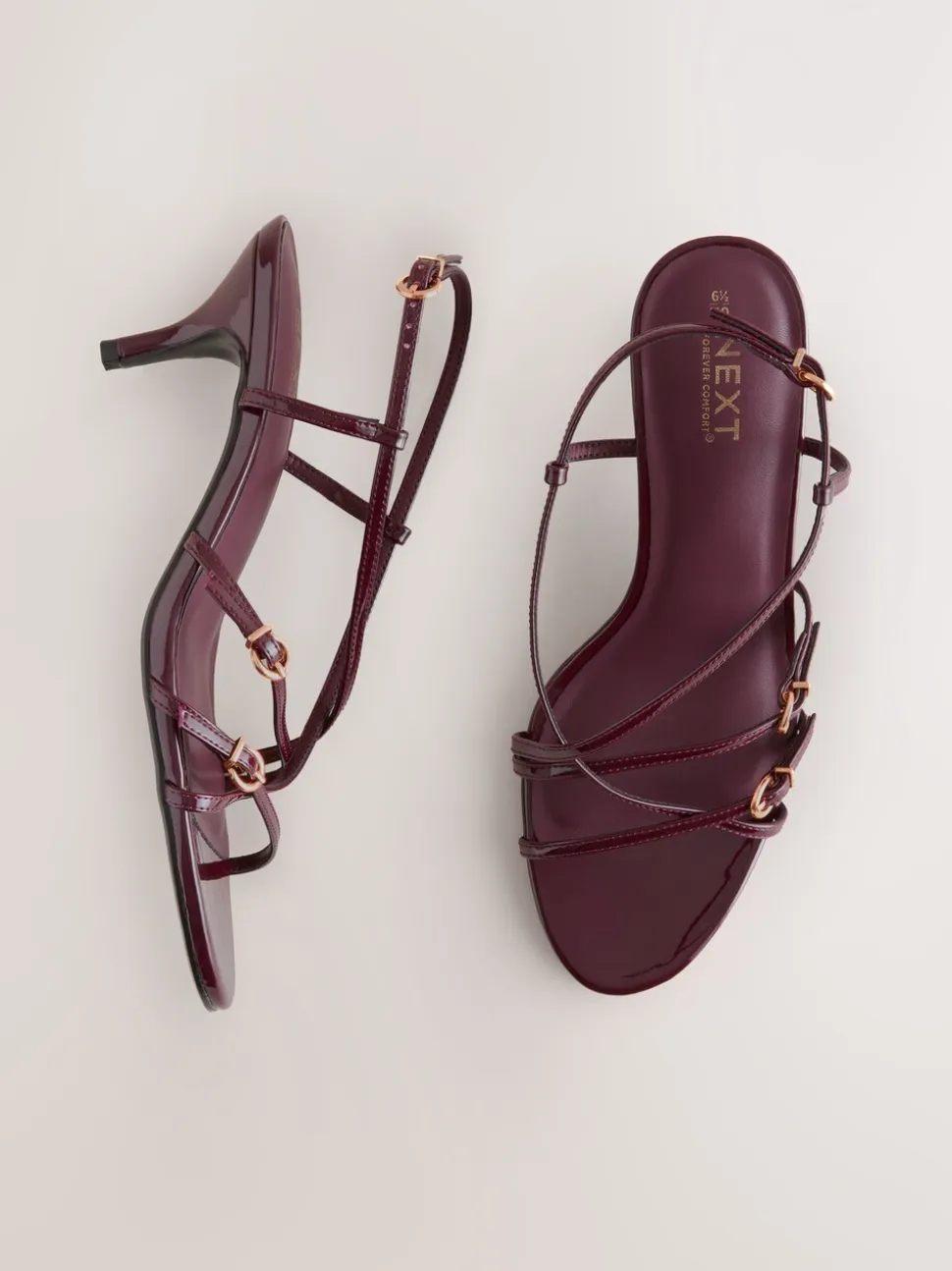 Bordeauxrood - Forever Comfort® Multi Buckle Strappy Kitten Heels
