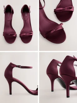 Bordeauxrood - Forever Comfort® Mini Satin Bow Heeled Sandals