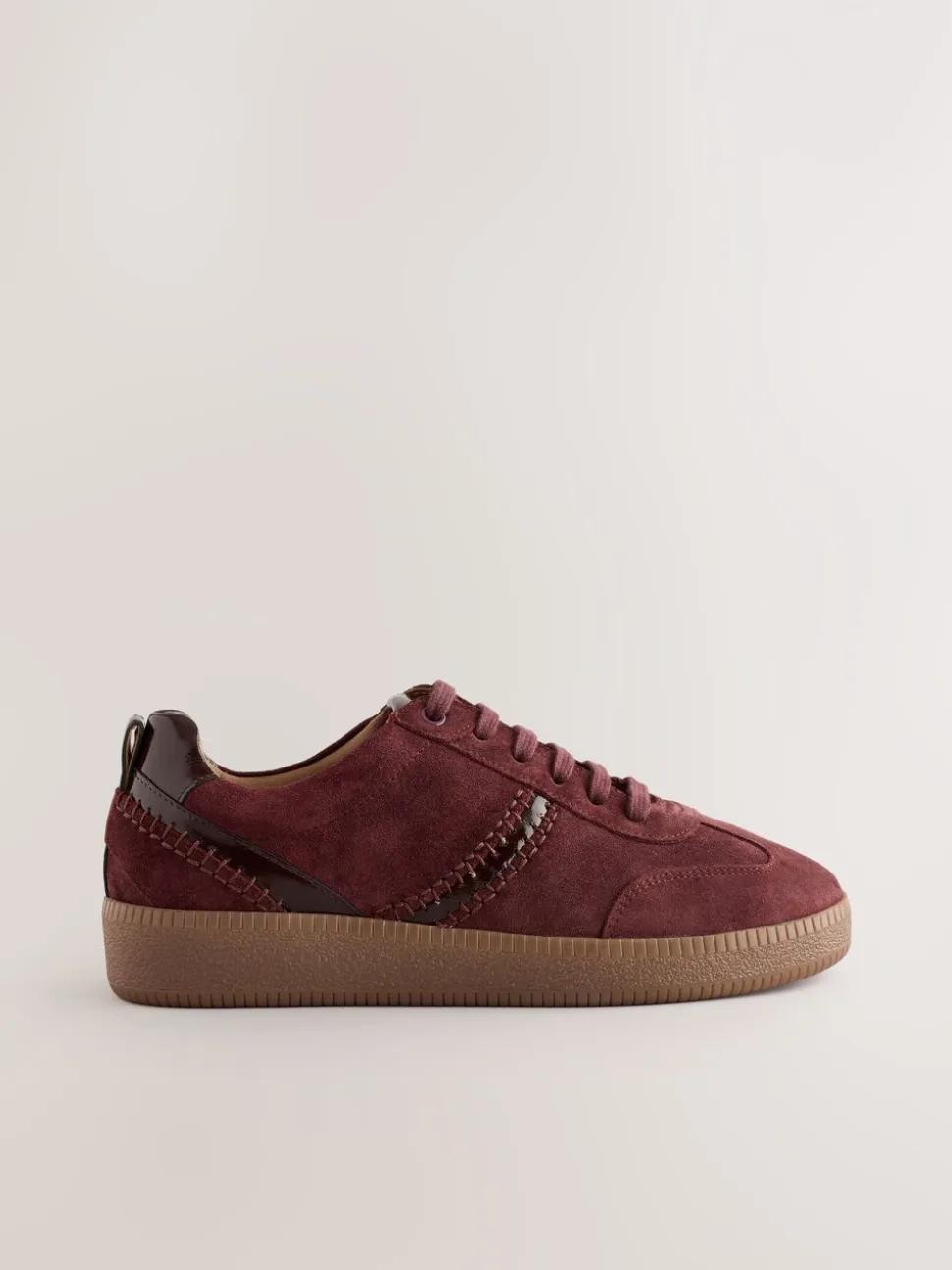 Bordeauxrood - Forever Comfort® leren vetersneakers met dikke zool