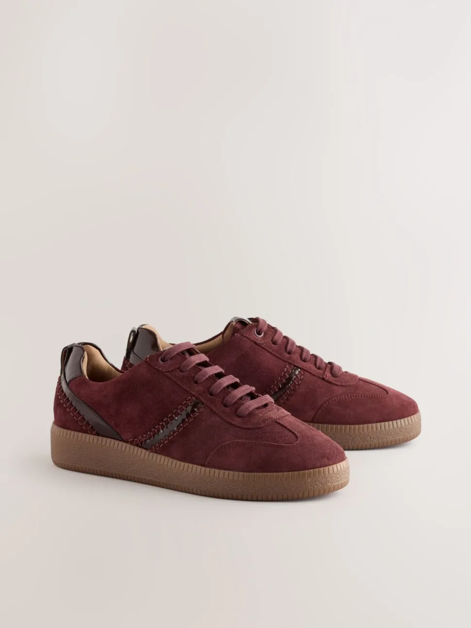 Bordeauxrood - Forever Comfort® leren vetersneakers met dikke zool