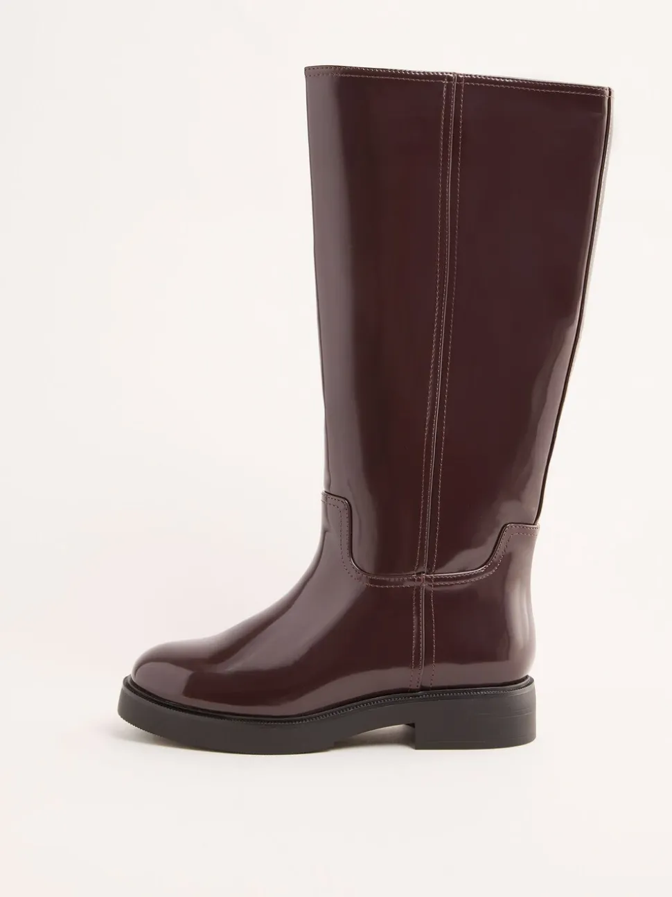 Bordeauxrood - Friends Like These Faux Leather Casual Flat Pull On Knee High Long Riding Boots