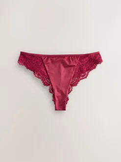 Bordeauxrood - Lace Bow Back Knickers
