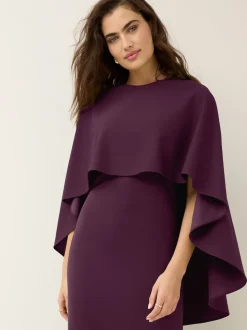 Bordeauxrood - Lange jurk met cape
