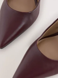 Bordeauxrood - Leren mid-court pumps