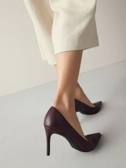 Bordeauxrood - Leren mid-court pumps