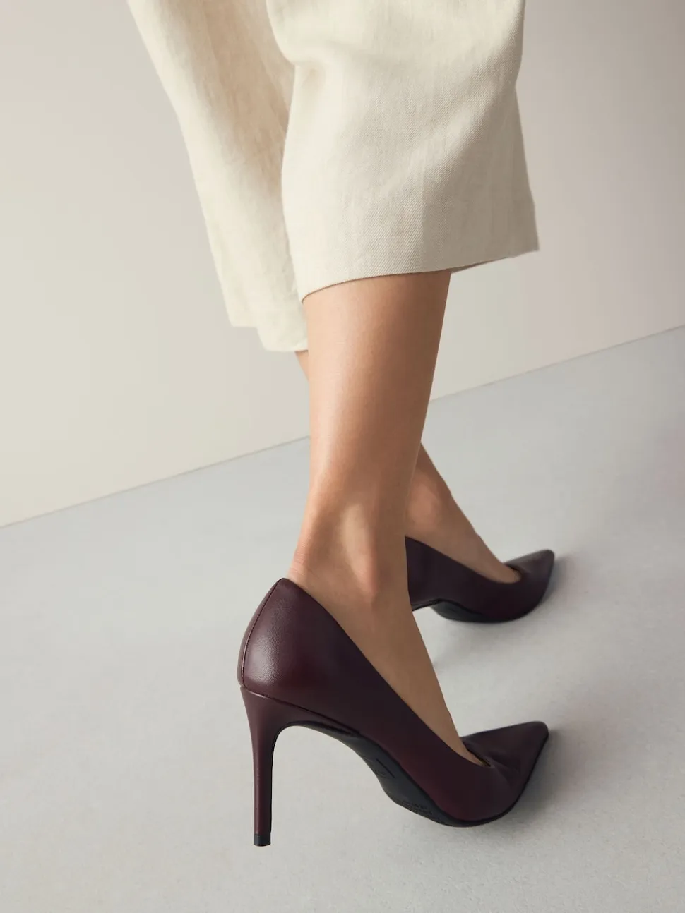 Bordeauxrood - Leren mid-court pumps