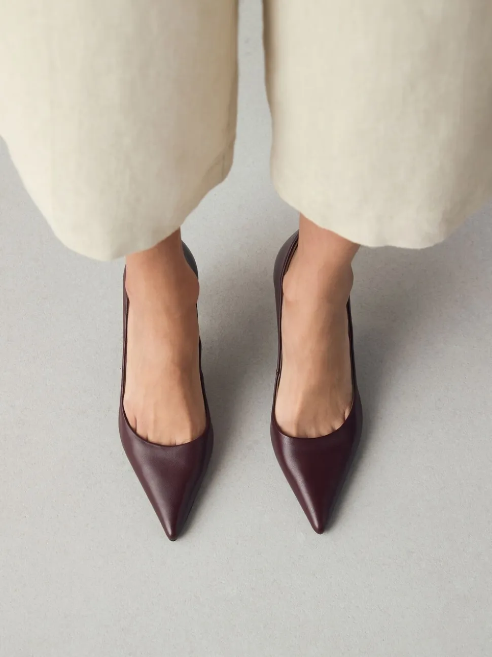 Bordeauxrood - Leren mid-court pumps