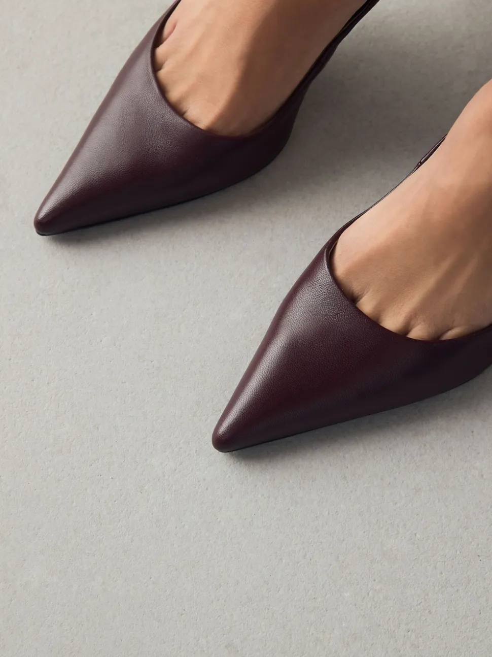 Bordeauxrood - Leren mid-court pumps
