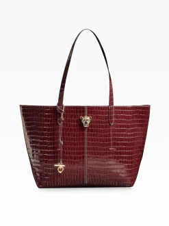 Bordeauxrood - Lipsy Croc Effect Shopper Tote Bag