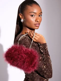 Bordeauxrood - Lipsy Feather Top Handle Clutch Bag
