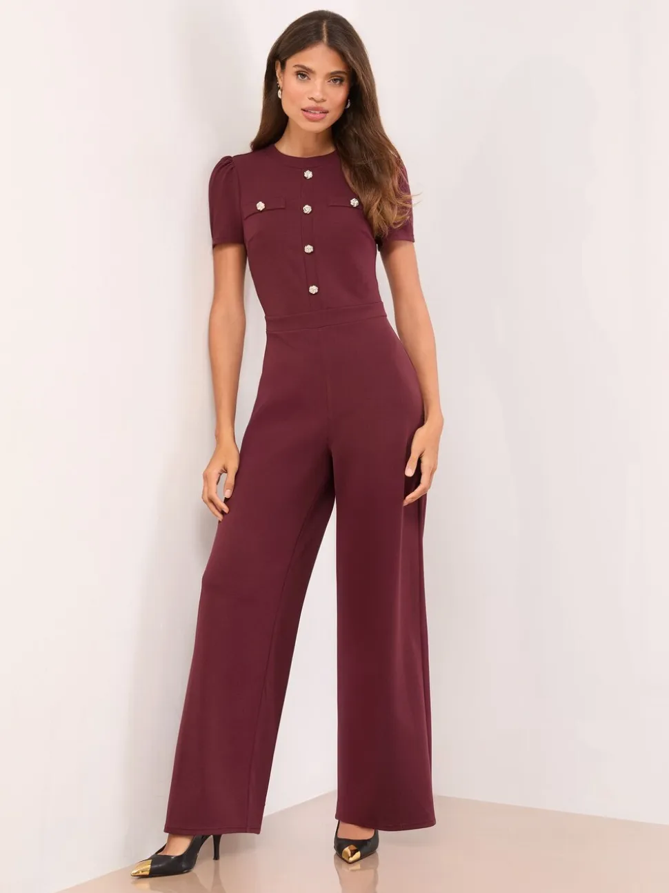 Bordeauxrood - Lipsy Military Buttoned Jumpsuit