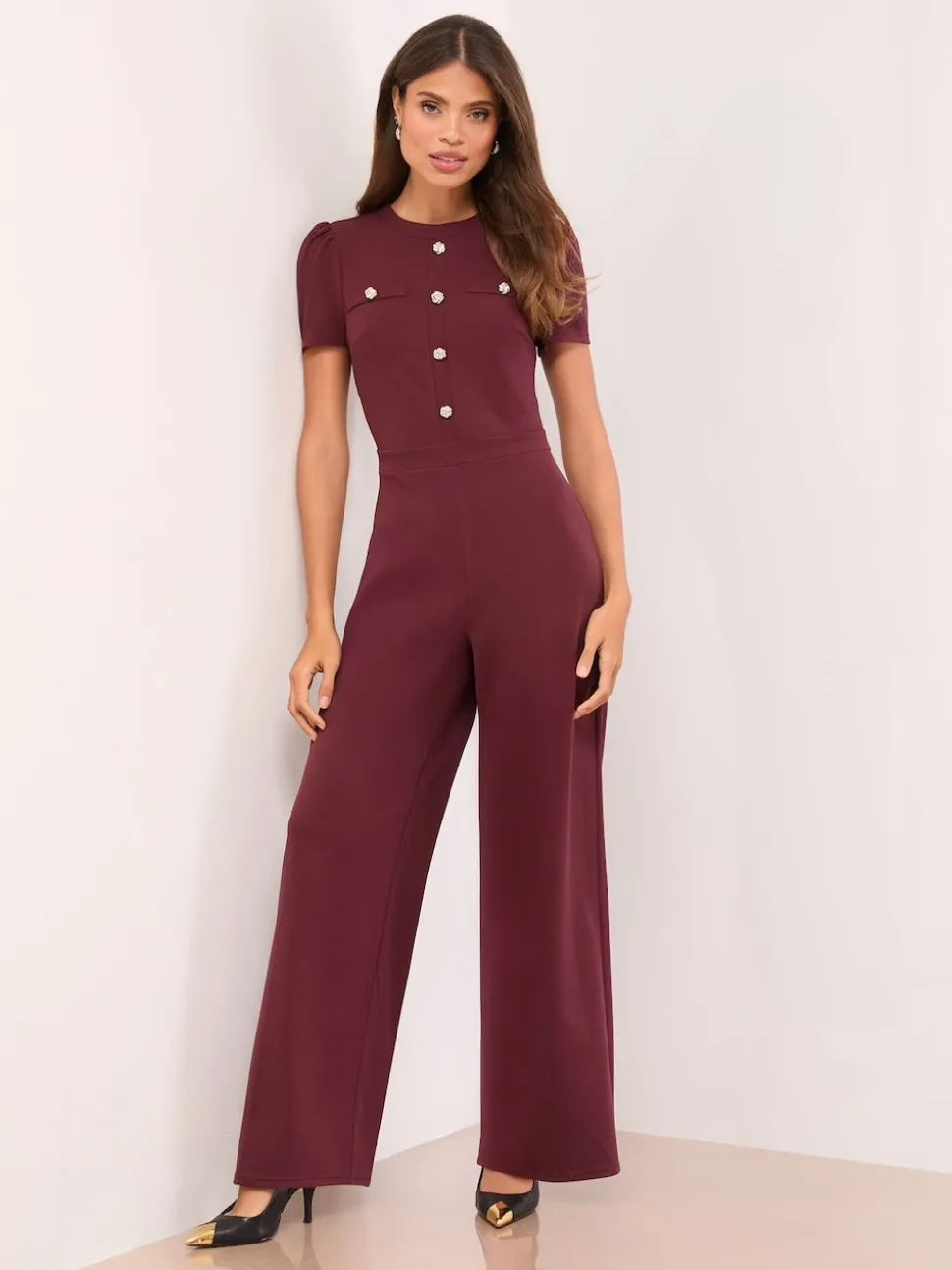 Bordeauxrood - Lipsy Military Buttoned Jumpsuit