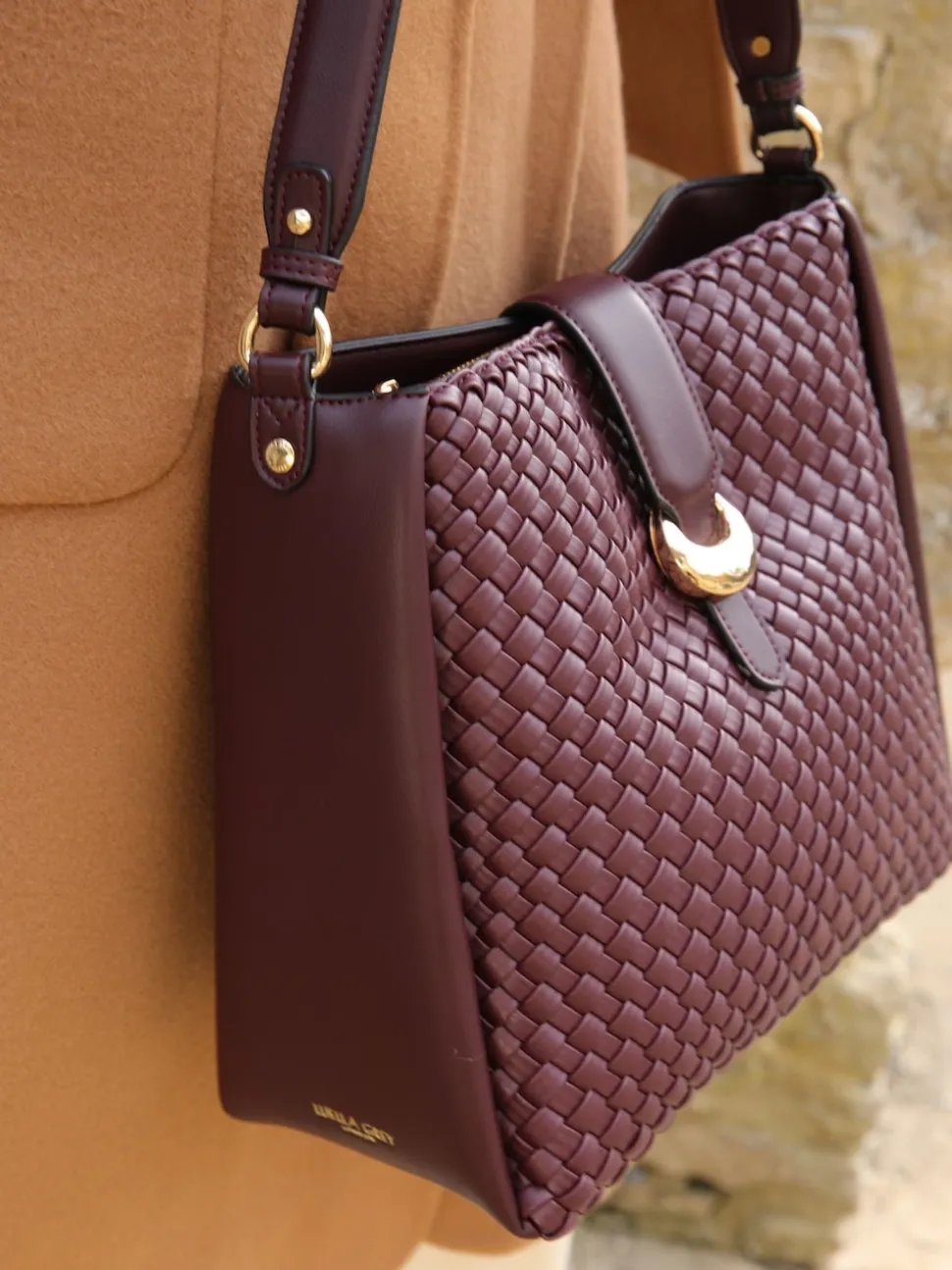 Bordeauxrood - Luella Grey Taupe Flora Weave Hobo Bag