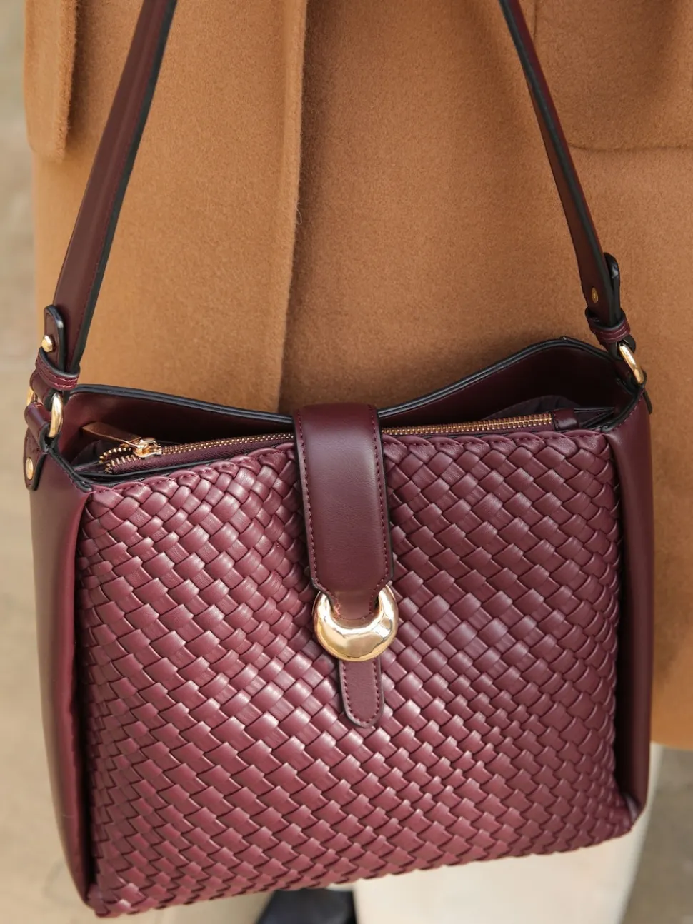 Bordeauxrood - Luella Grey Taupe Flora Weave Hobo Bag