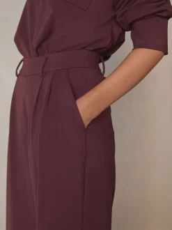 Bordeauxrood - N. Premium Wide Leg Tailored Jersey Trousers
