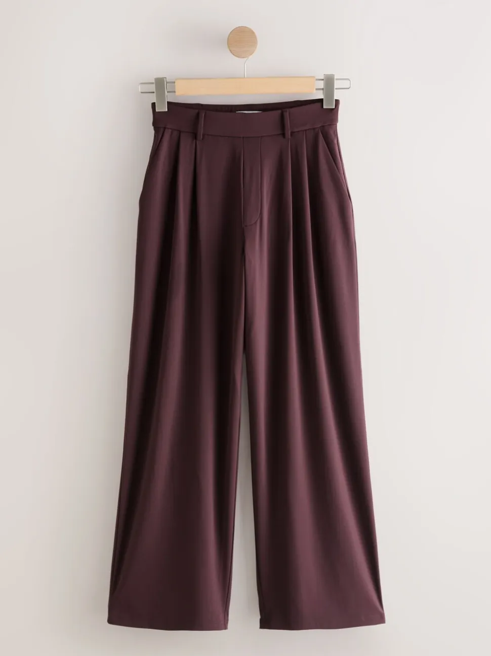 Bordeauxrood - N. Premium Wide Leg Tailored Jersey Trousers