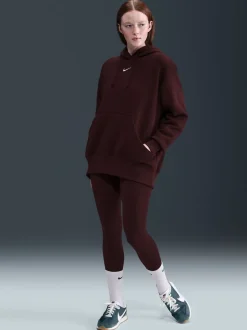 Bordeauxrood - Nike oversized mini sportkleding Phoenix fleece swoosh pullover met hoodie