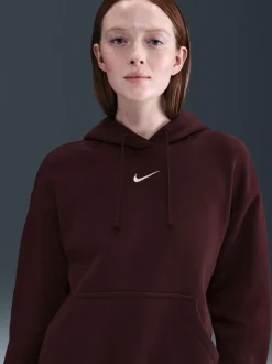 Bordeauxrood - Nike oversized mini sportkleding Phoenix fleece swoosh pullover met hoodie