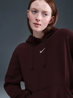 Bordeauxrood - Nike oversized mini sportkleding Phoenix fleece swoosh pullover met hoodie