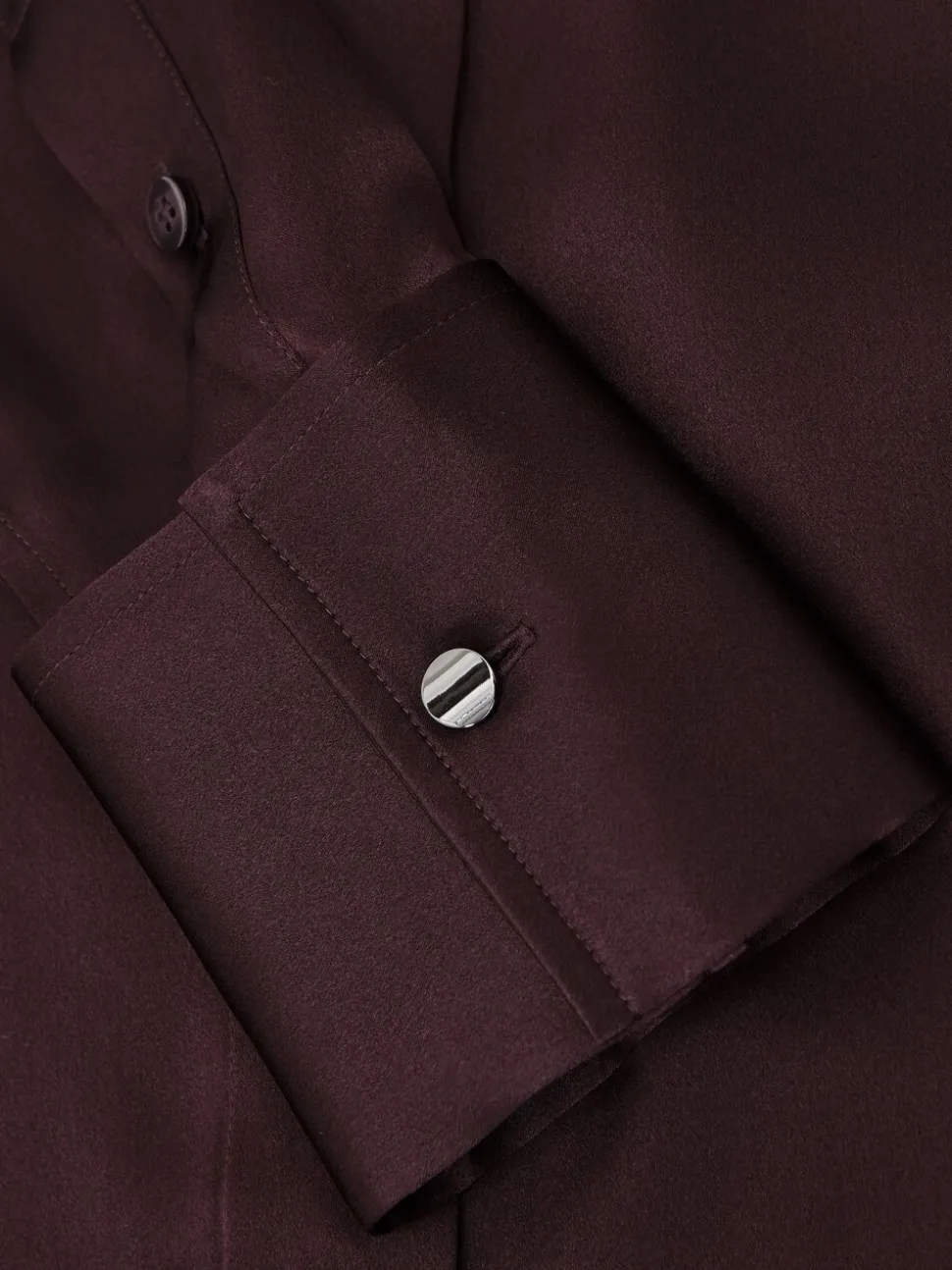 Bordeauxrood - Reiss Ameira Silk-Satin Concealed-Placket Shirt