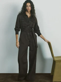 Bordeauxrood - Reiss Anais utility-jumpsuit met wijde pijpen