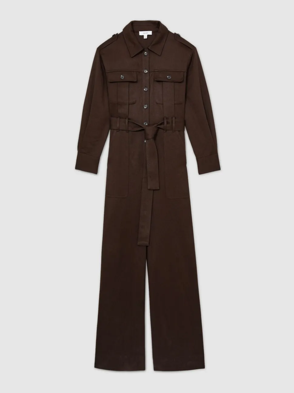 Bordeauxrood - Reiss Anais utility-jumpsuit met wijde pijpen