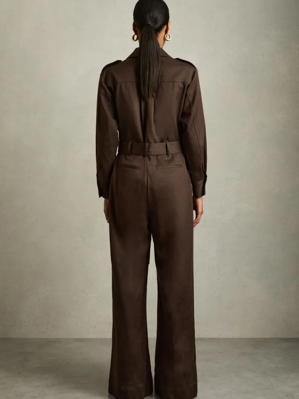 Bordeauxrood - Reiss Anais utility-jumpsuit met wijde pijpen