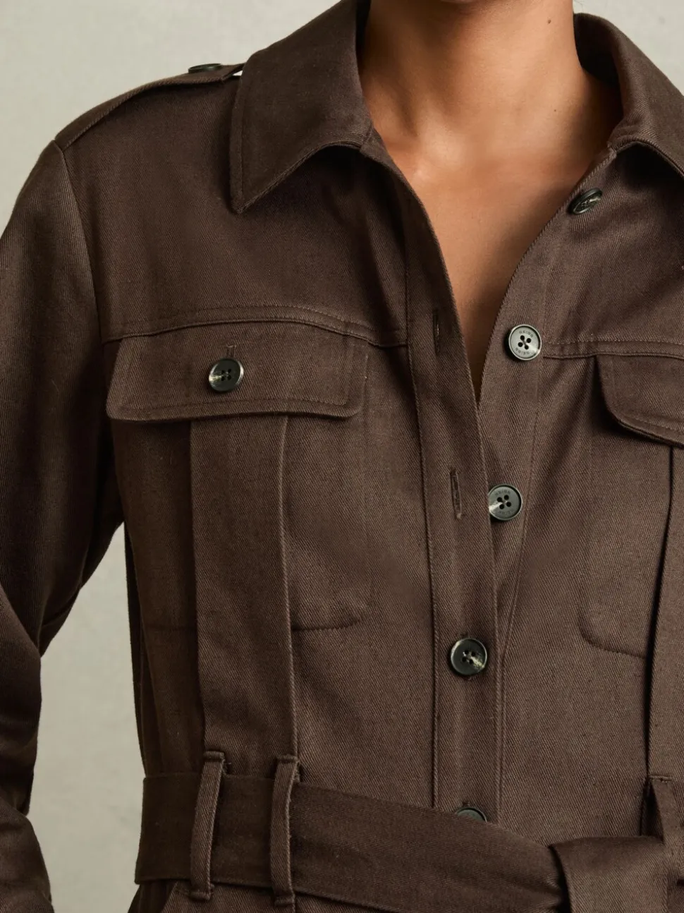 Bordeauxrood - Reiss Anais utility-jumpsuit met wijde pijpen