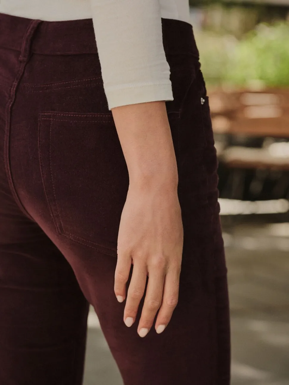 Bordeauxrood - Slim Velvet Cord Jeans