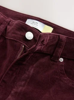 Bordeauxrood - Slim Velvet Cord Jeans